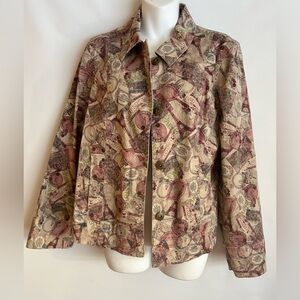 CHRISTOPHER &  BANKS PARIS EIFFEL TOWER WOMEN’S TAN MULTI COLOR JACKET SIZE L